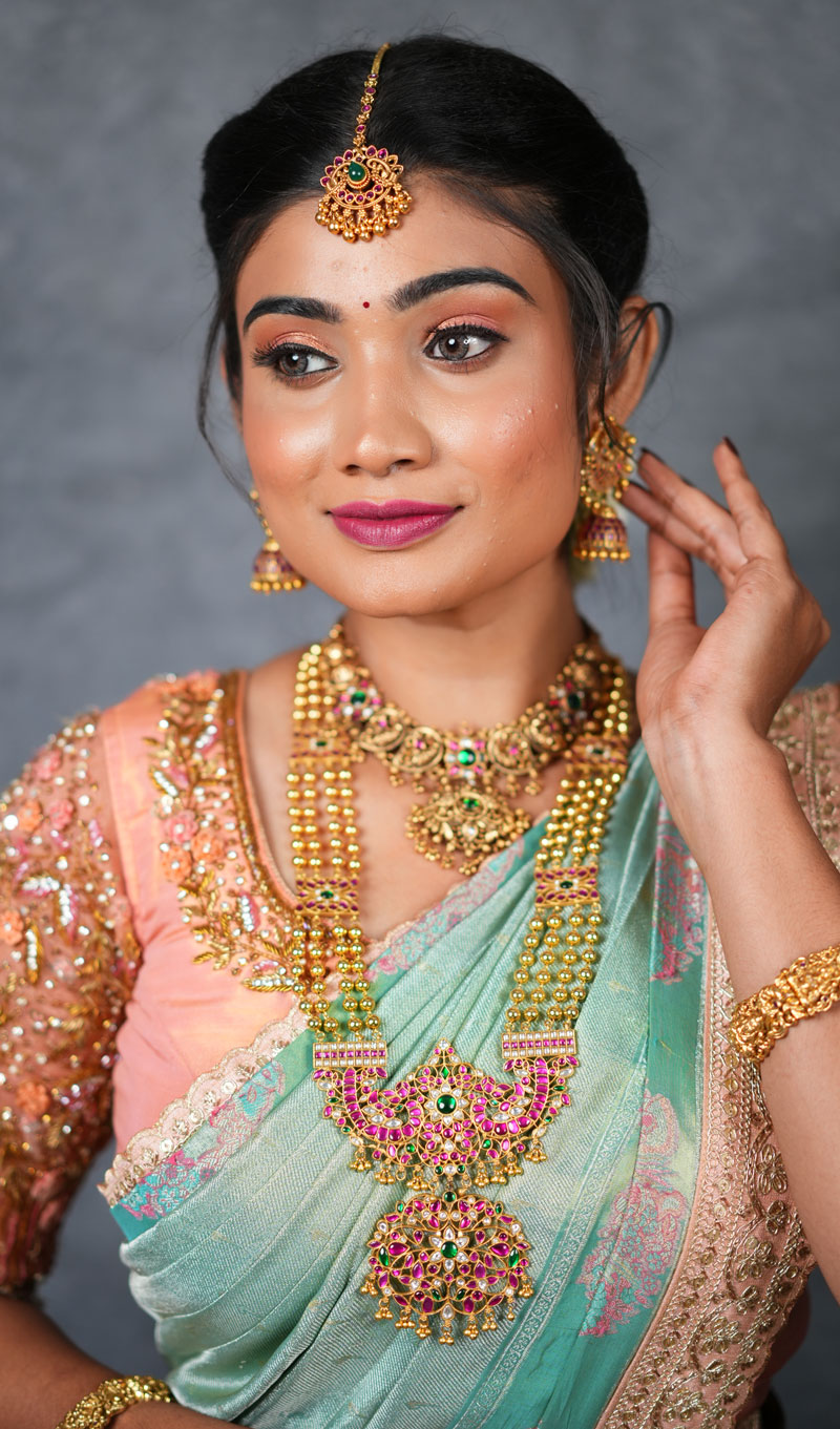 Bridal makeup look, close-up detail