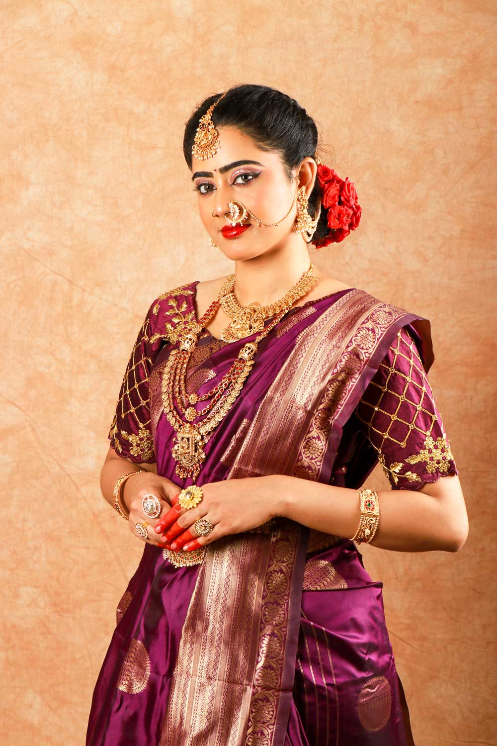 Bridal makeup artist in Chennai — front portrait glam look
