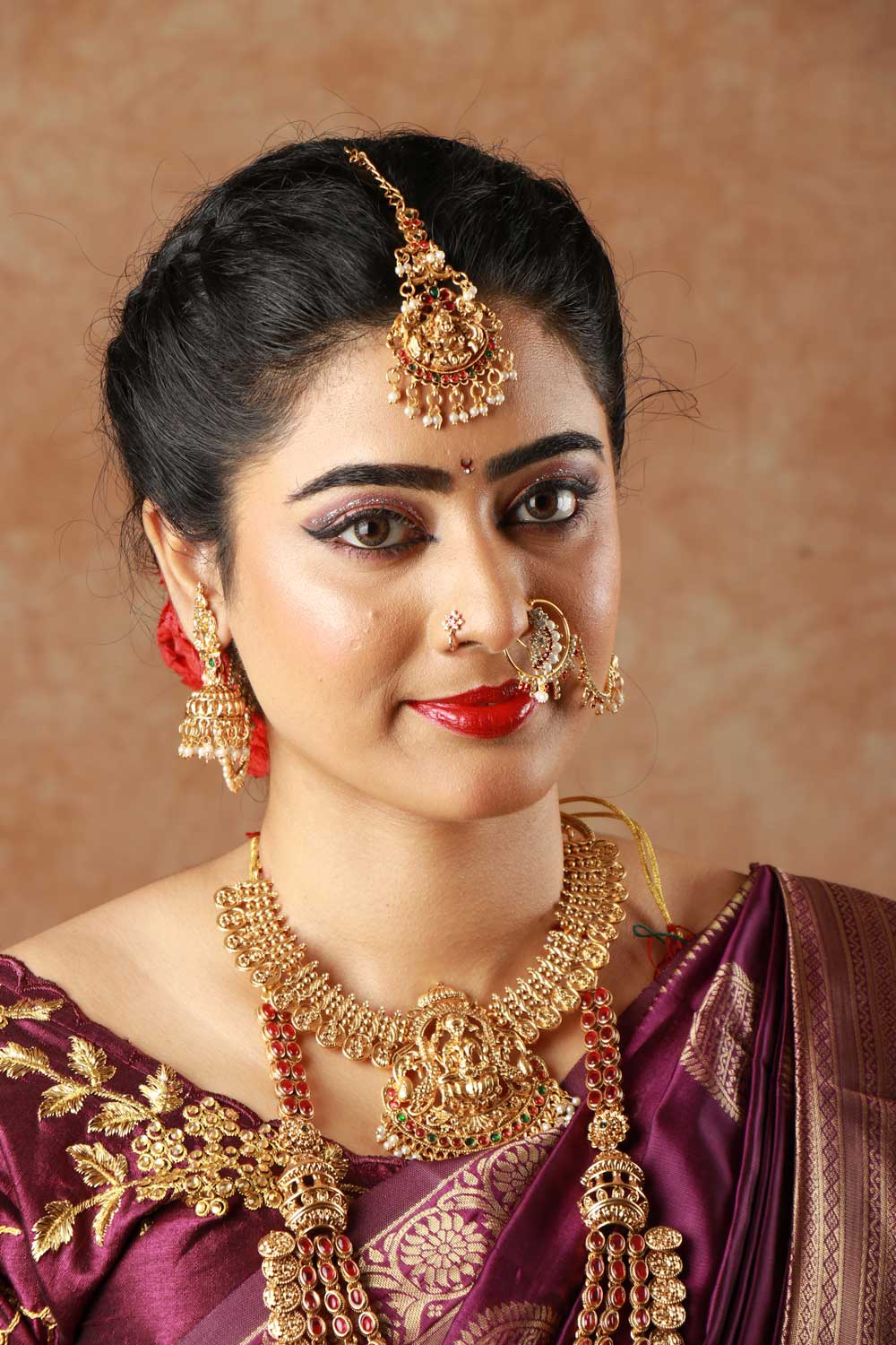 Bridal makeup artist in Chennai — side profile glam look